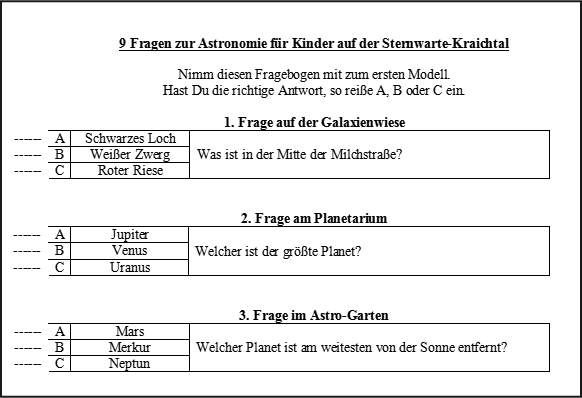 Auszug vom Fragebogen bei der Aktionstafel