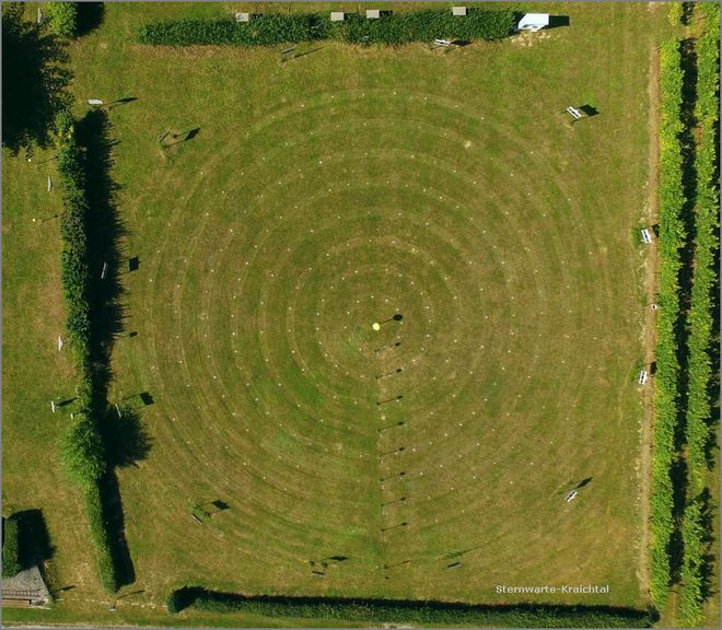 das Modell "Astro-Garten" aus ca. 150 Meter Höhe betrachtet