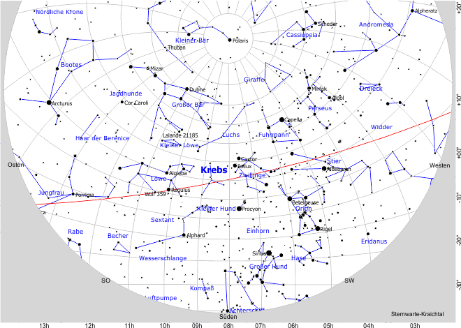 Sternbild / Sternzeichen RA 08h Krebs