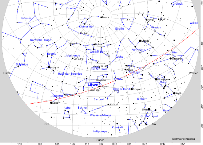 Sternbild / Sternzeichen RA 10h Loewe
