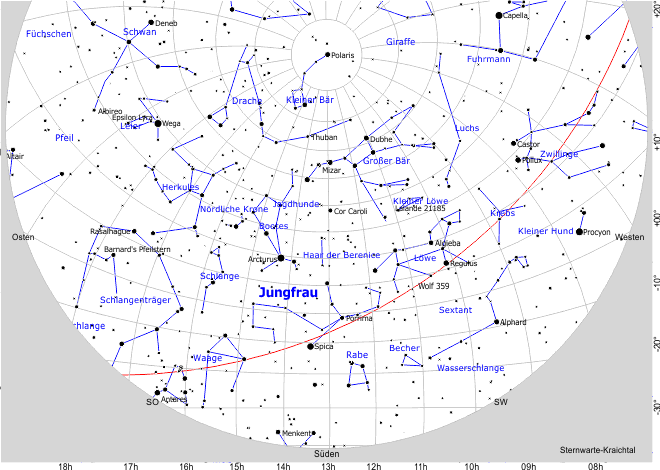 Sternbild / Sternzeichen RA 13h Jungfrau