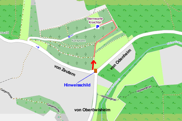 Plan zur Anfahrt der Sternwarte-Kraichtal