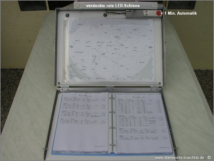 Sternkarten Koffer mit roter LED Beleuchtung